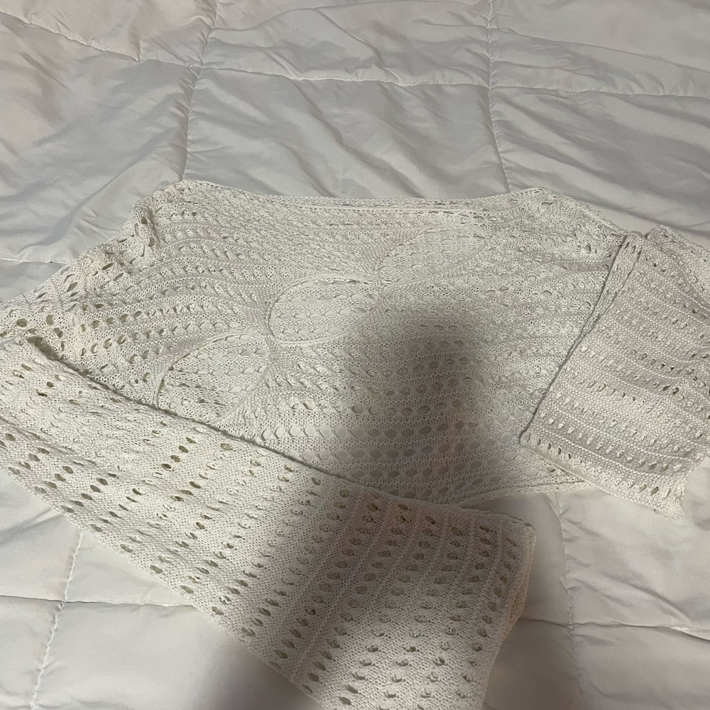 white cropped sweater